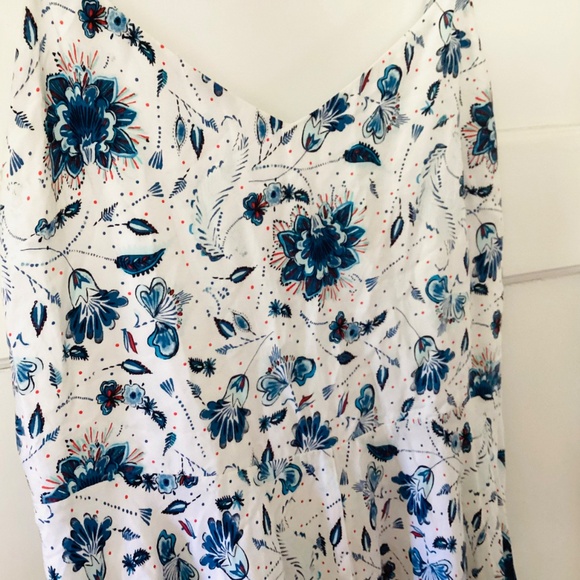 GAP Fit & Flair Blue Floral Cami Summer Dress Ruched Back Lined Women’s Sz M - Picture 5 of 14